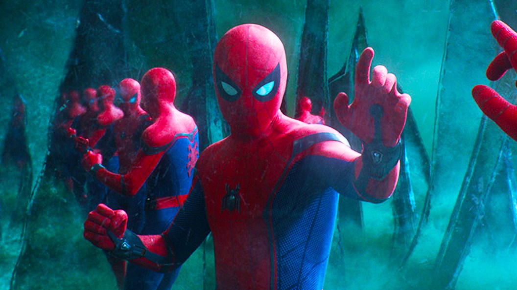 Spider-Man looking in the mirror in Spider-Man Far From Home