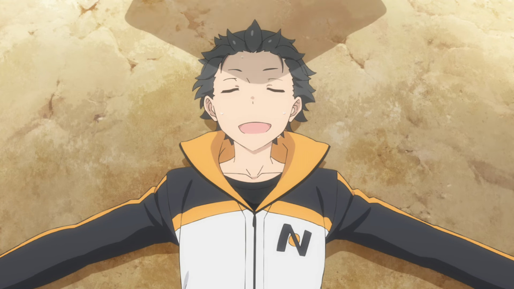 Subaru Natsuki lying on the ground in Re: Zero