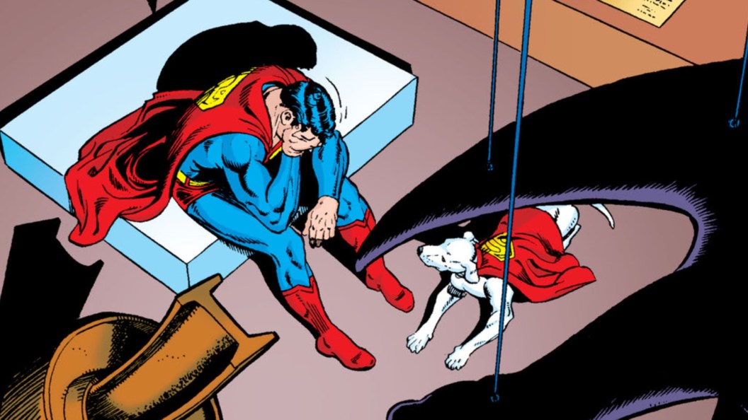 Superman Hunched Over and Crying
