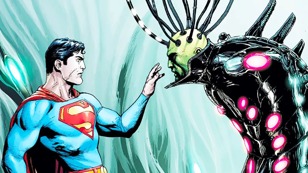 Superman confronting Brainiac