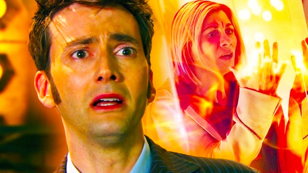 Tenth and Thirteenth Doctors regenerating in Doctor Who