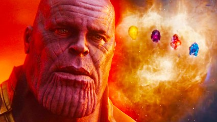 Thanos in the Soul Realm with the Infinity Stones