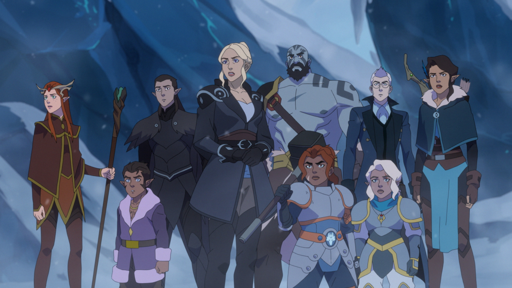 The Legend of Vox Machina group standing together in the snow