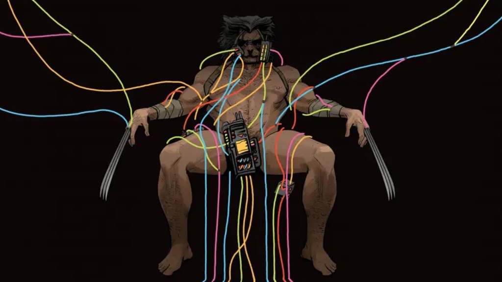 Wolverine Weapons of Armageddon Cover Logan in Chari with Wires