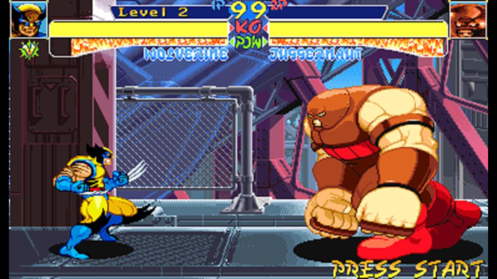 Wolverine fighting Juggernaut in X-Men: Children Of The Atom.