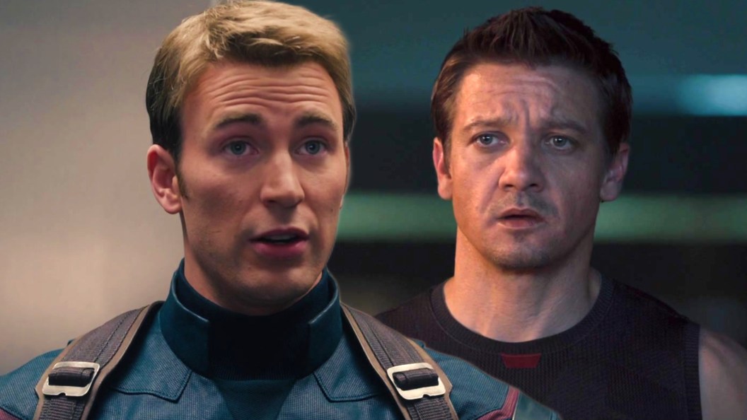 Split image of Chris Evans as Steve Rogers and Jeremy Renner as Hawkeye in the MCU