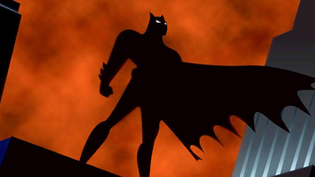 Batman's silhouette in the opening sequence of Batman: The Animated Series