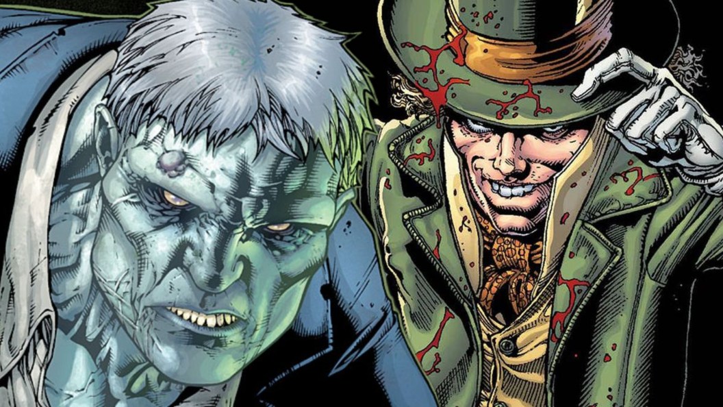 Split image of Solomon Grundy and Mad Hatter as they appear in DC Comics