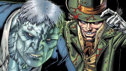 Split image of Solomon Grundy and Mad Hatter as they appear in DC Comics