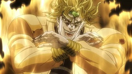 Dio Brando laughing in golden aura