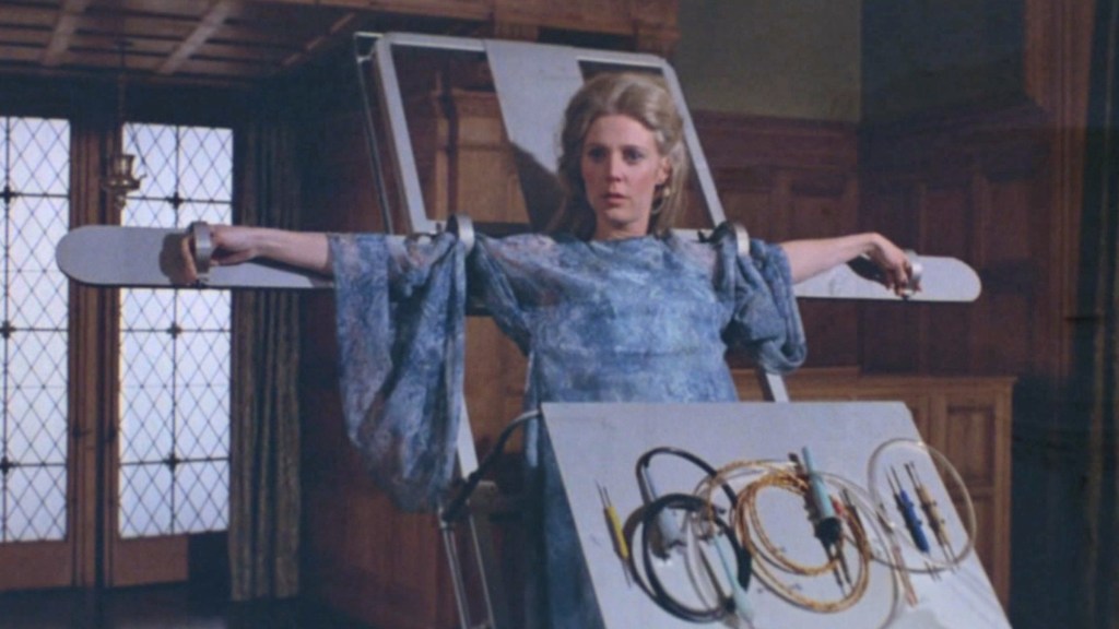 A woman stapped to a machine in Futureworld (1976)