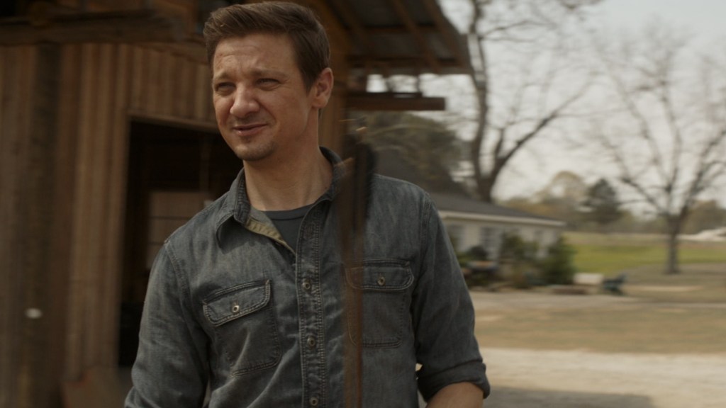 Clint Barton looking confused at the beginning of Avengers: Endgame (2019)