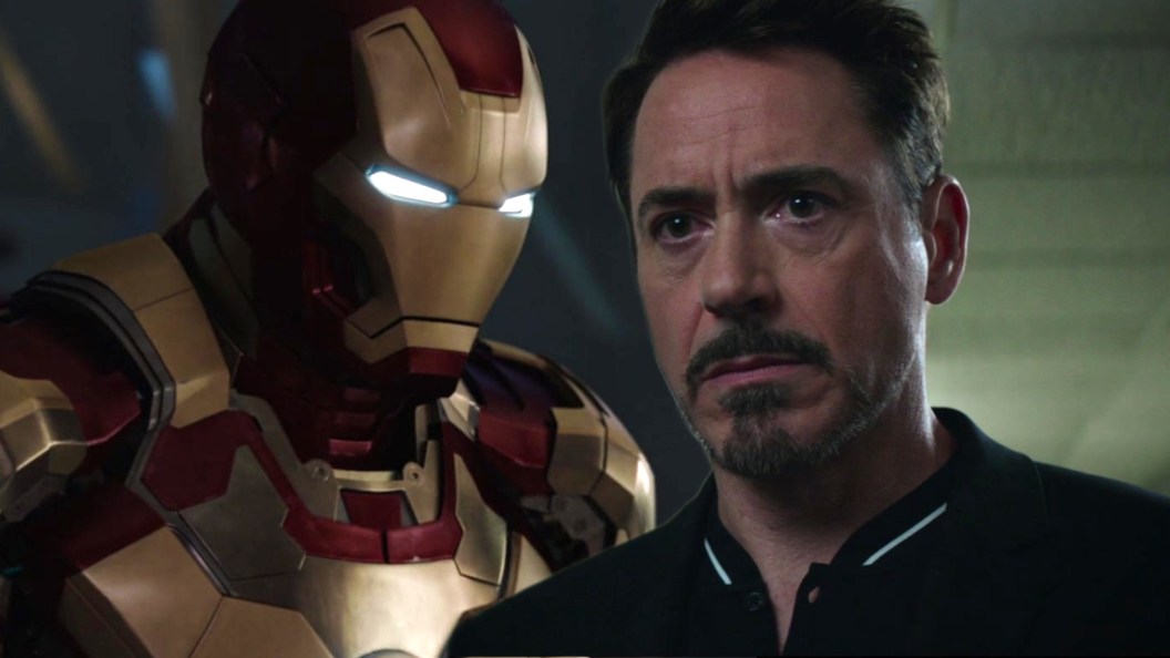 Split image of Iron Man and Tony Stark in the MCU