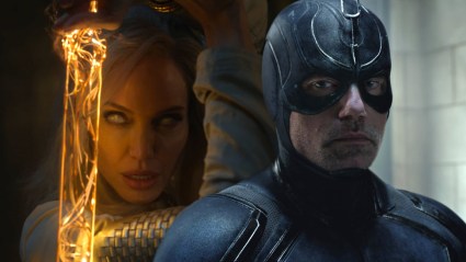 Split image of Thena in Eternals and Black Bolt in Doctor Strange in the Multiverse of Madness