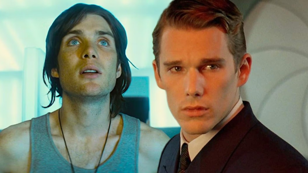 Split image of Cillian Murphy in Sunshine and Ethan Hawke in Gattaca