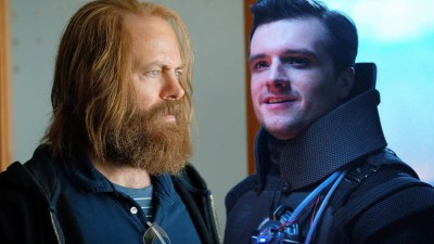 A split image with Nick Offerman in Devs and Josh Hutcherson in Future Man