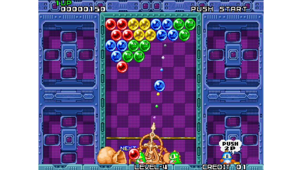 A screenshot from Bust A Move on the SNK NeoGeo.