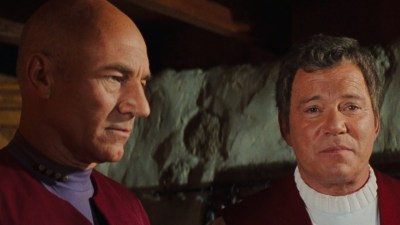 Captain Kirk and Captain Picard in Star Trek Generations