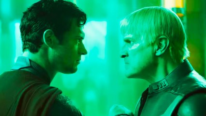 David Corenswet and Nathan Fillion in Superman