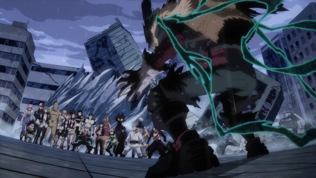 Deku preparing to fight Class A in My Hero Academia