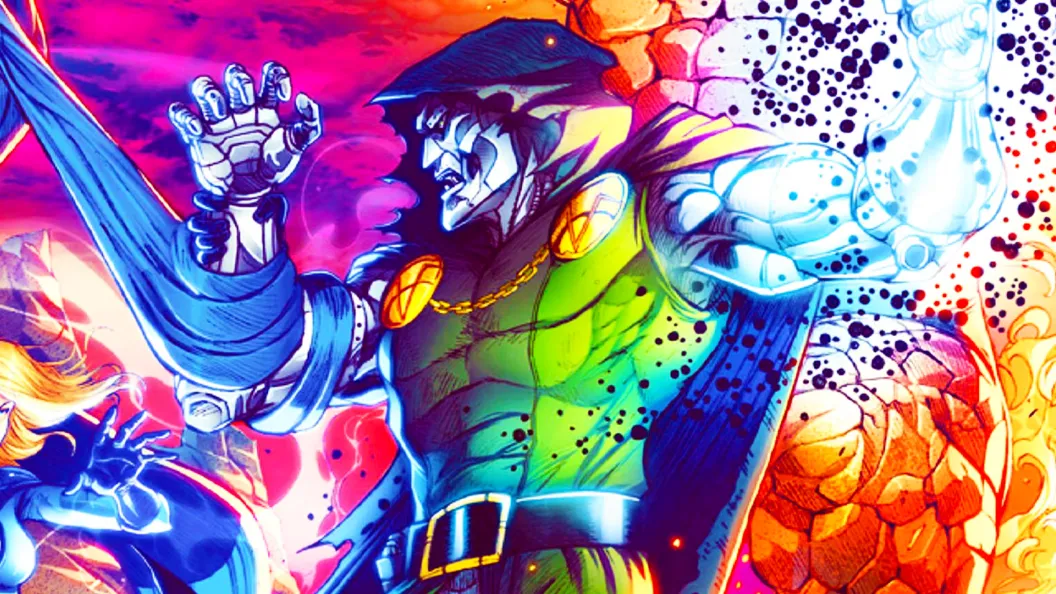 Doctor Doom fighting the Fantastic Four in Marvel Comics