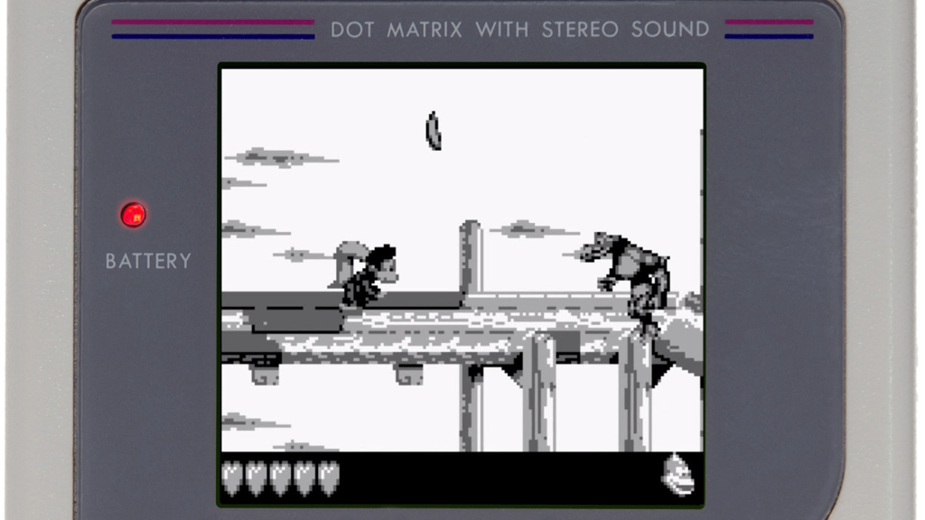 A screenshot from Donkey Kong Land III, showing Diddy Kong running across a platform.