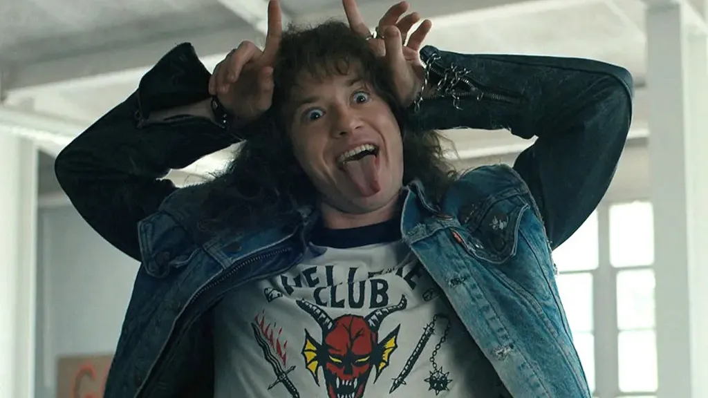 Eddie Munson doing devil horns in Stranger Things Season 4