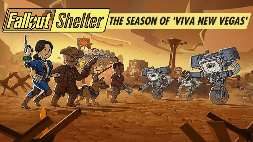 Promotional art for Fallout Shelter's Season of "Viva New Vegas" on Steam.