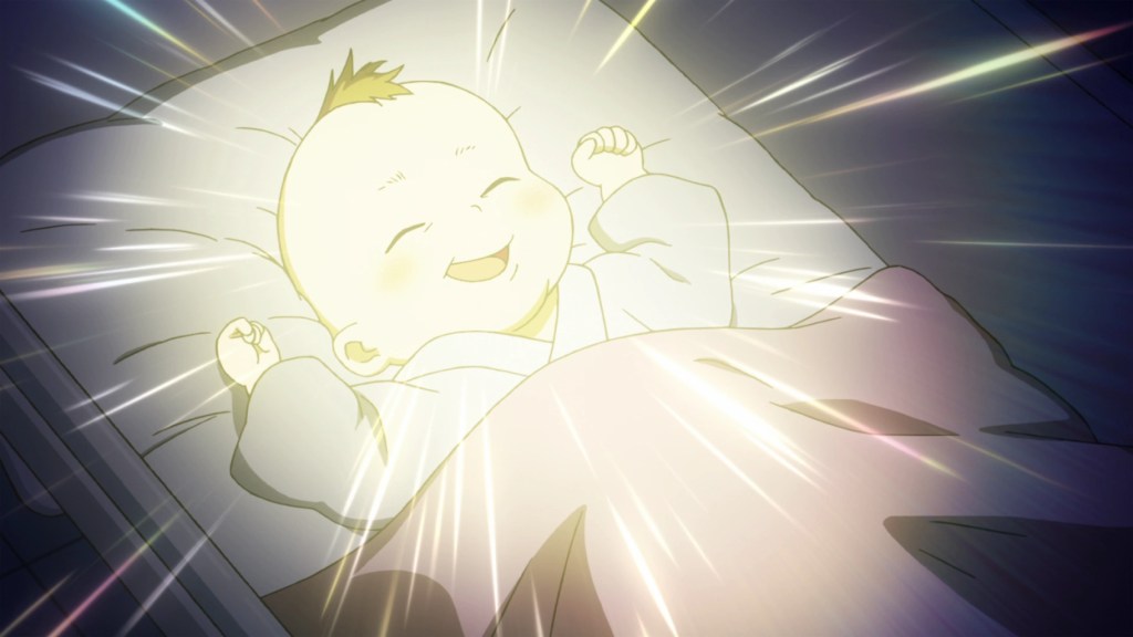A luminescent baby in My Hero Academia
