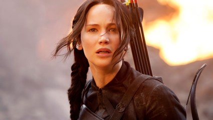 Jennifer Lawrence as Katniss in The Hunger Games