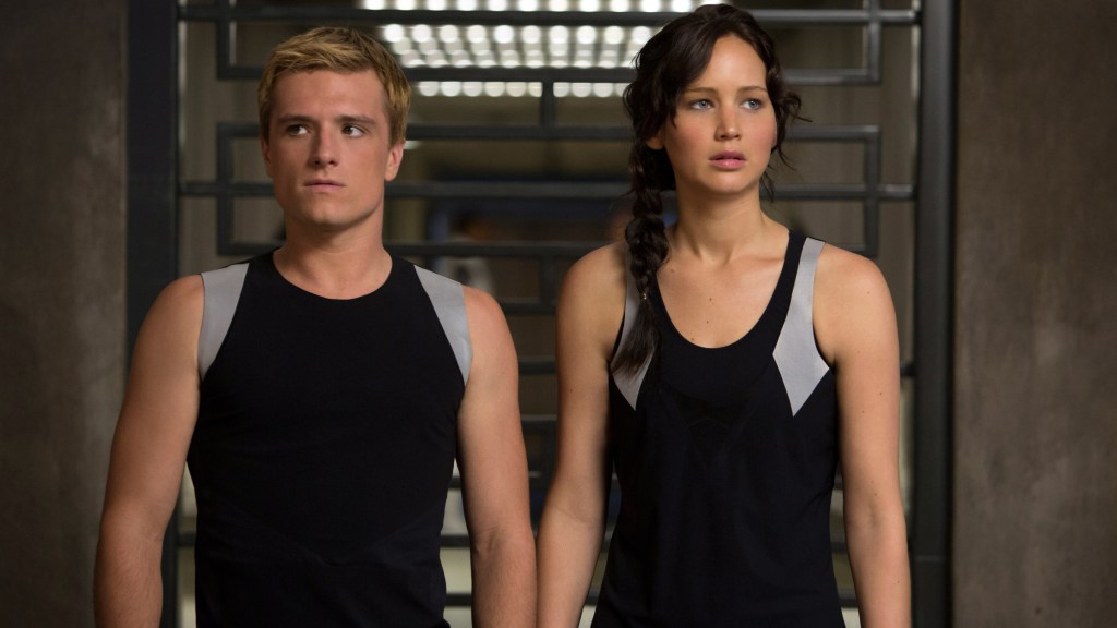 Josh Hutcherson as Peeta and Jennifer Lawrence as Katniss in The Hunger Games