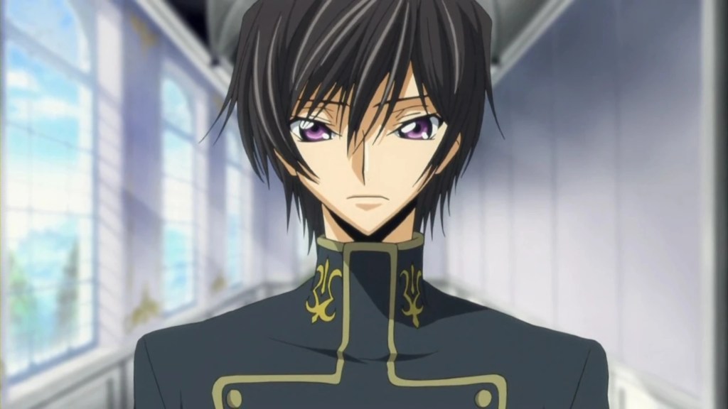 Lelouch frowning in Code Geass: Lelouch of the Rebellion