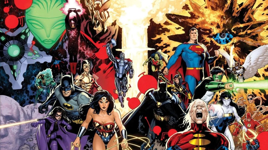 DC's heroes of the present and the 853rd century with Solaris looking over them
