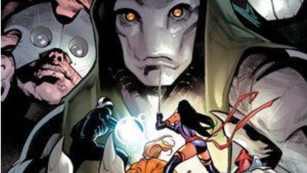 Psylocke, Havok, and Wild Child facing off against Tarn