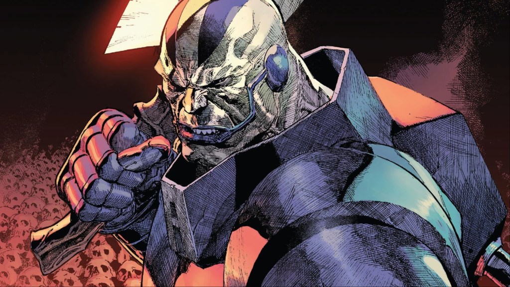 Apocalypse holding his sickle sword