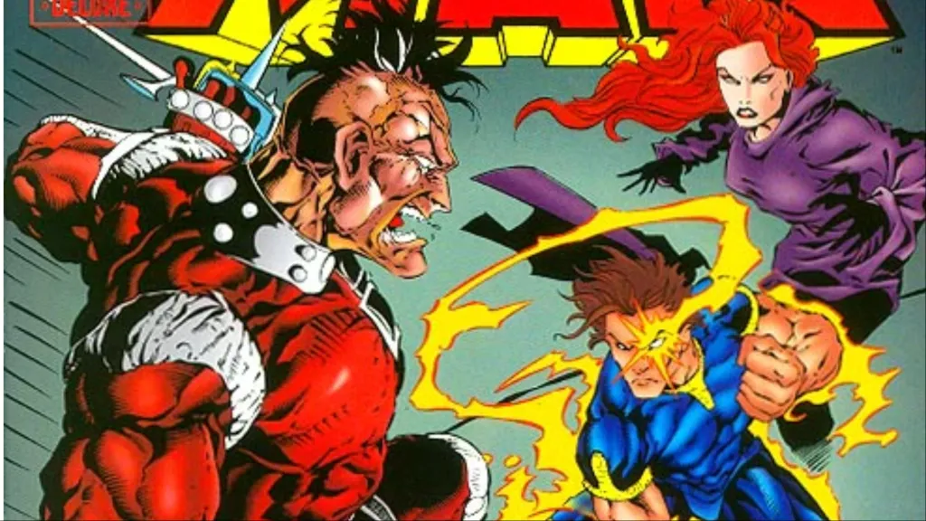 X-Man and Madelyne Pryor battling a mutant villain