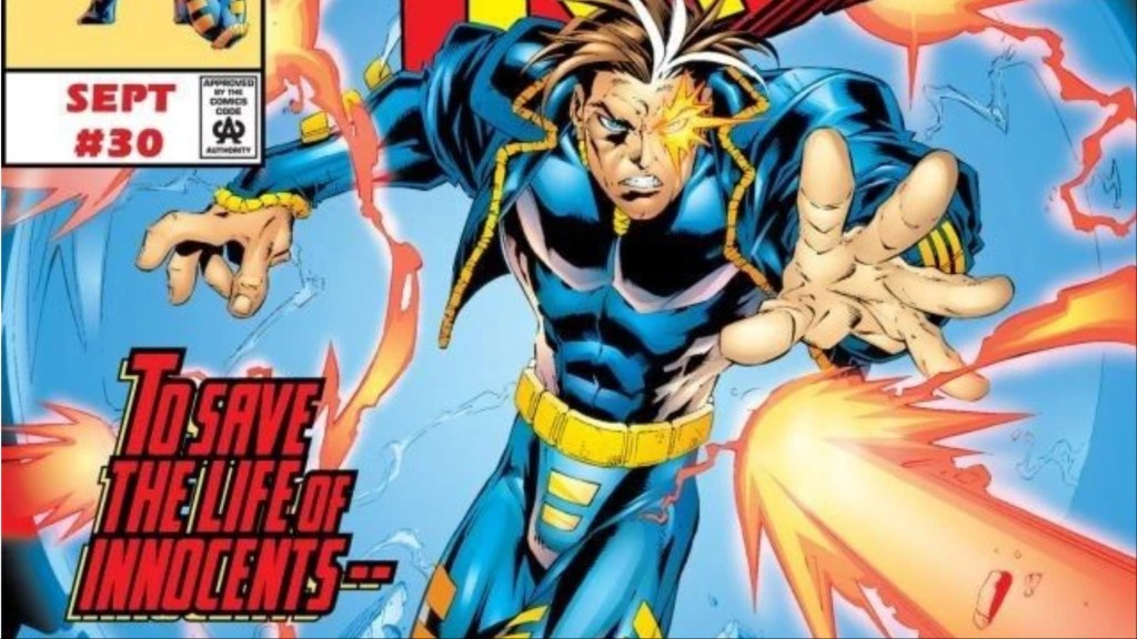 X-Man guarding himself from attack with a telekinetic bubble