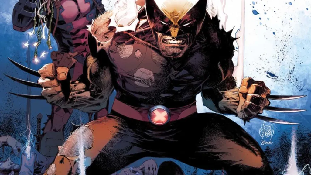 Wolverine crouching with his claws out