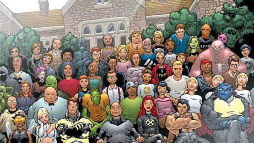 The X-Men and their students from New X-Men #126 by Frank Quitely