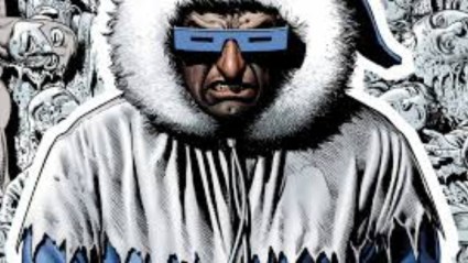 Captain Cold in front of his frozen victims
