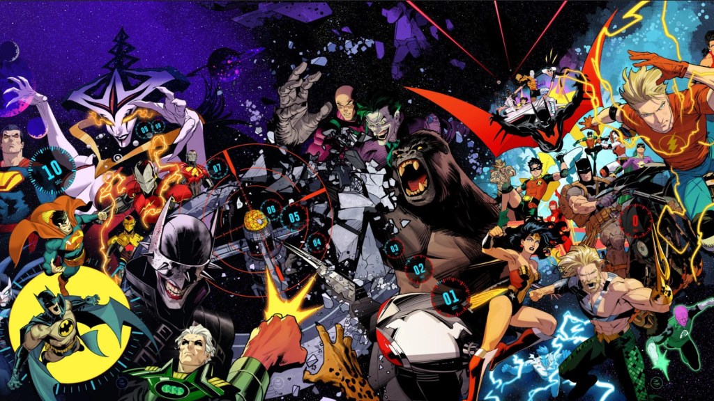 Members and enemies of the Justice League from various points in their careers drawn by Dan Mora