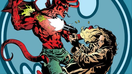 Chase shooting at a demon