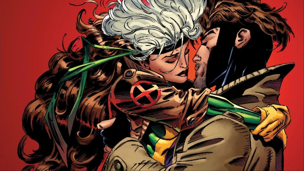Rogue and Gambit about to kiss