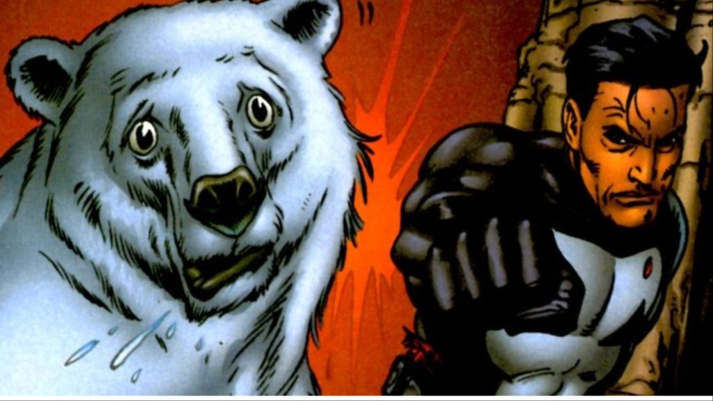 Punisher punching a polar bear