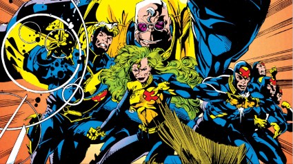 Havok, Polaris, Strong Guy, and Multiple Man going into battle