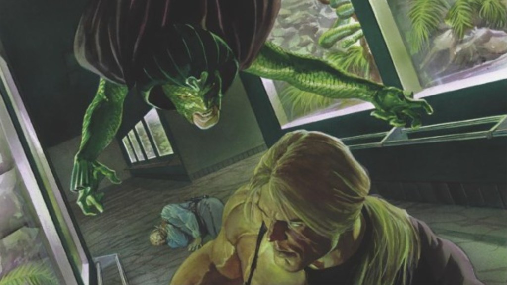 Thor battling a member of the serpent society