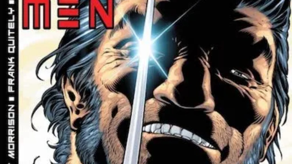 Wolverine with his claw in front of his eye while smiling