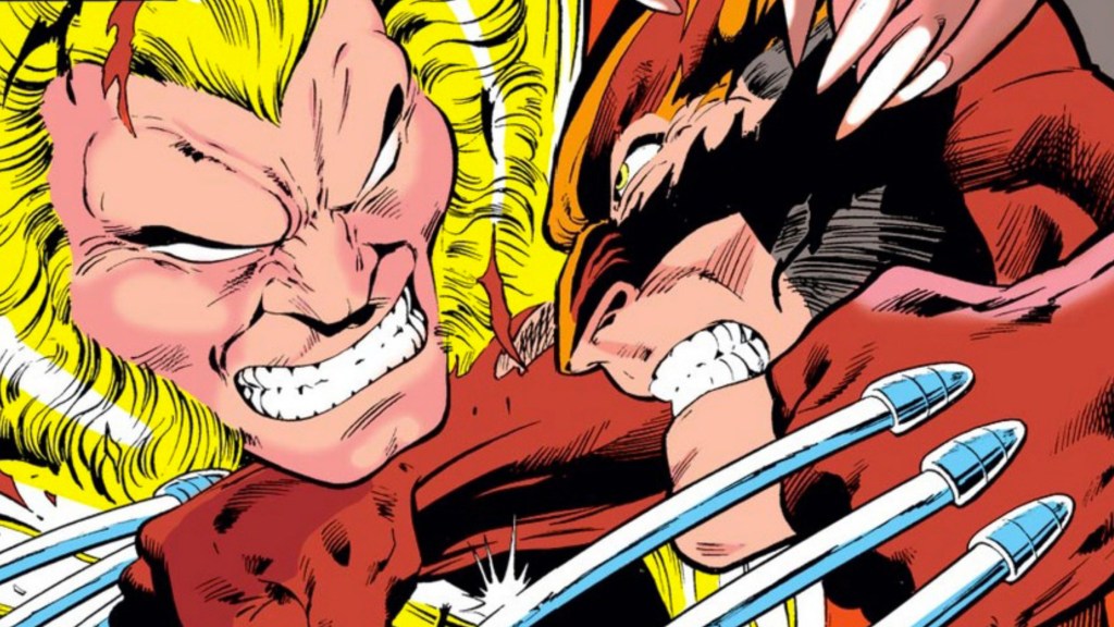 Wolverine and Sabretooth fighting