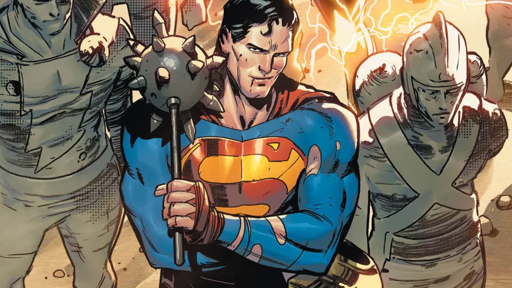 Superman Wielding a Mace and Bleeding