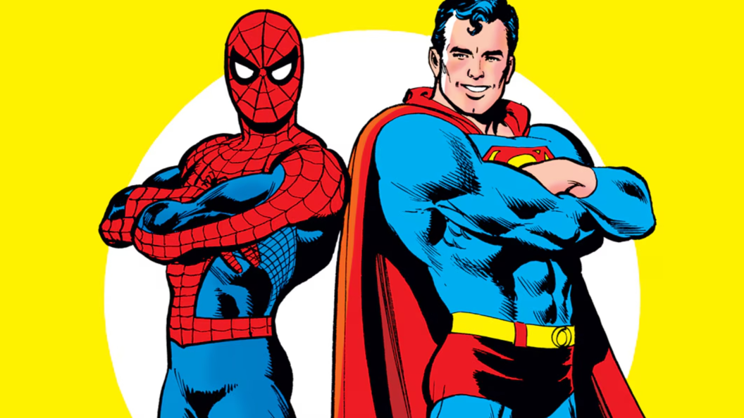 Superman and Spider-Man Standing Back-to-Back